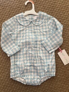 Cecil & Lou NWT Light Blue Plaid Baby One-Piece Bubble 18 months